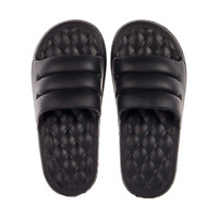 Quilted Slide On Sandals, Black