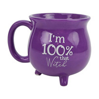 Purple Cauldron Mug, 'I'm 100% That Witch', 22 oz