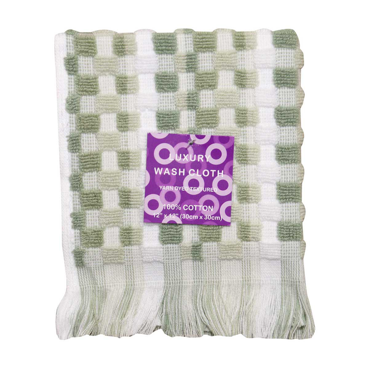 Luxury Cotton Wash Cloth, Green, 12 in x 12 in