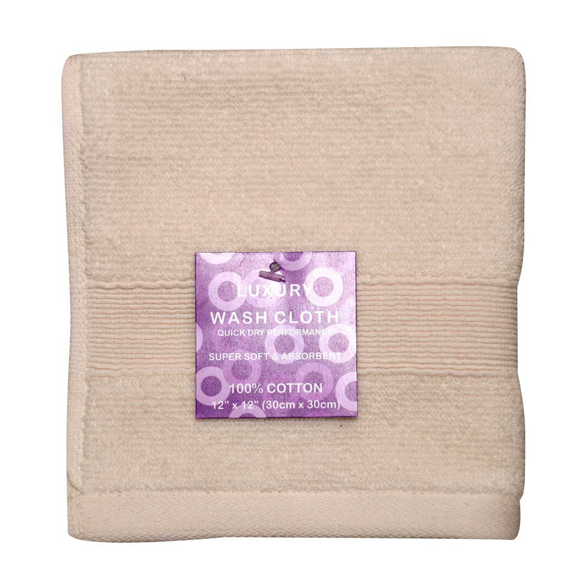 Luxury Cotton Wash Cloth, Ivory, 12 in x 12 in