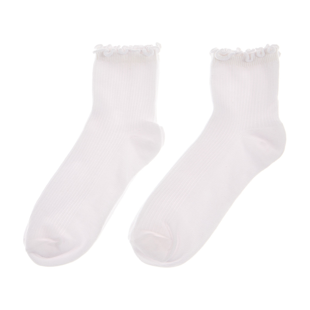 Poly Cotton Blend Crew Socks with Trim Detail