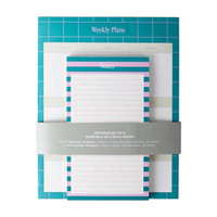 Weekly Calendar Retro Grid Line Desk Notepad Set, 2 Count