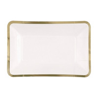 Golden Rectangular Paper Appetizer Plates, 8 ct