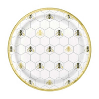 Golden Bumble Bee Party Plates, 9 in, 8
