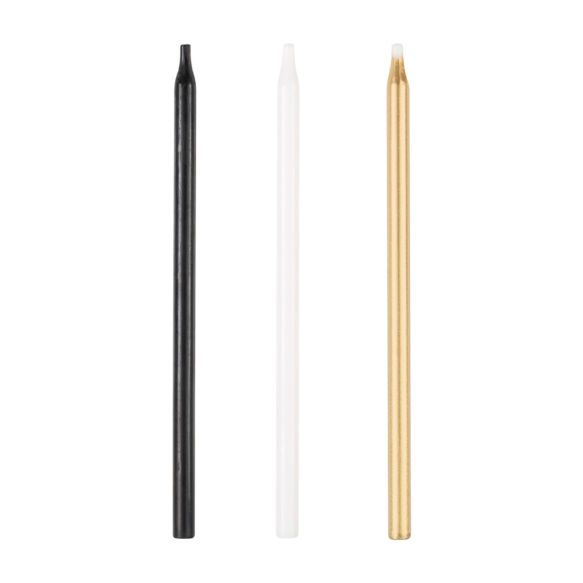 Assorted Black, Gold, and White Birthday Candles, 20 ct