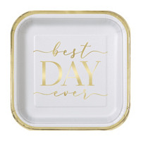 Foil Square Gold and White 'Best Day Ever'