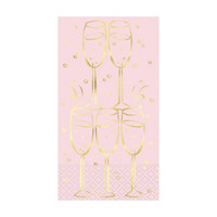 Foil Gold and Pink Champagne Paper Guest Towels, 16 ct