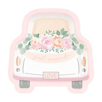 'Just Married' Car Shaped Party Plates, 8.25 in,