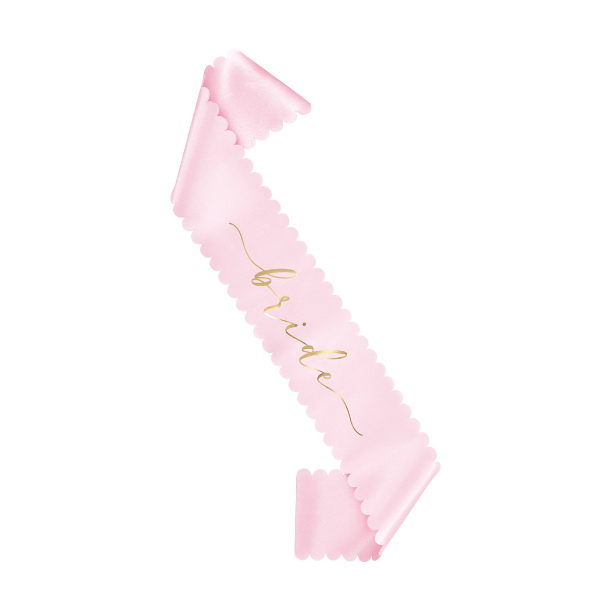 Scalloped Pink and Gold 'Bride' Sash