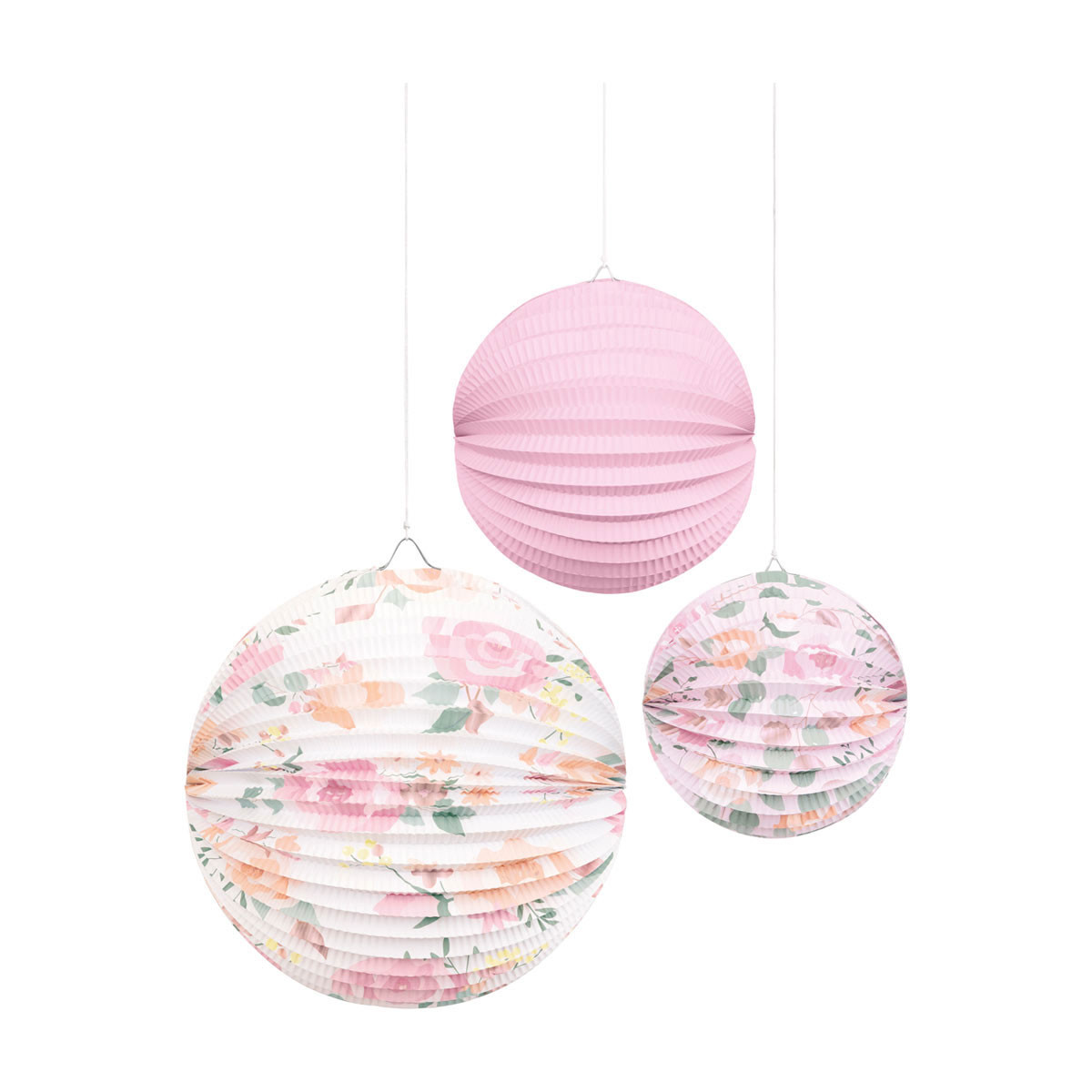 Pleated Paper Lantern Kit, Pink Blooms