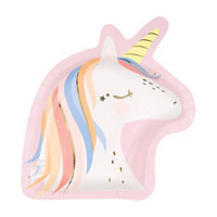 Dainty Unicorn Shaped Party Plates, 9.25 in, 8 ct