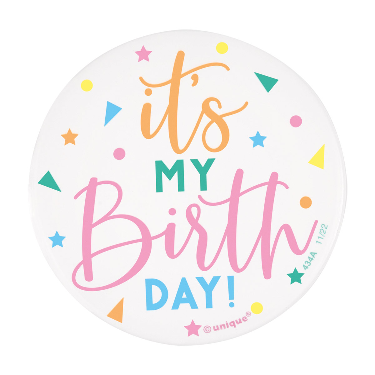 Badge Birthday Girl! Confetti 6cm