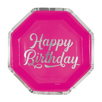 Foil Trimmed Birthday Party Plates, 9.25 in, 8