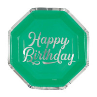 Foil Trimmed Birthday Party Plates, 8.25 in, 8
