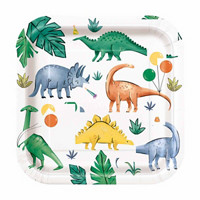 9 in Partying Dinosaurs Party Plates, 8 ct