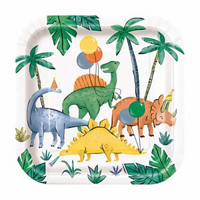 7 in Partying Dinosaurs Party Plates, 8 ct