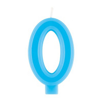 Number 0 Birthday Candle, Blue