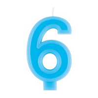 Number 6 Birthday Candle, Blue