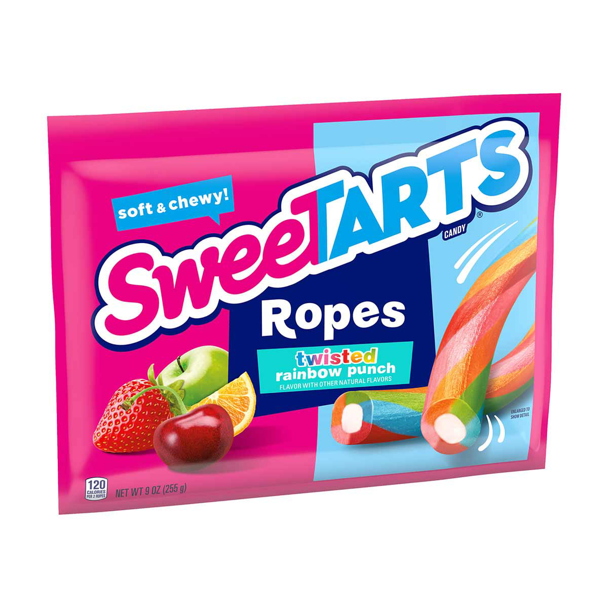 SweeTARTS Soft & Chewy Ropes Candy, Twisted Rainbow Punch, 9 oz