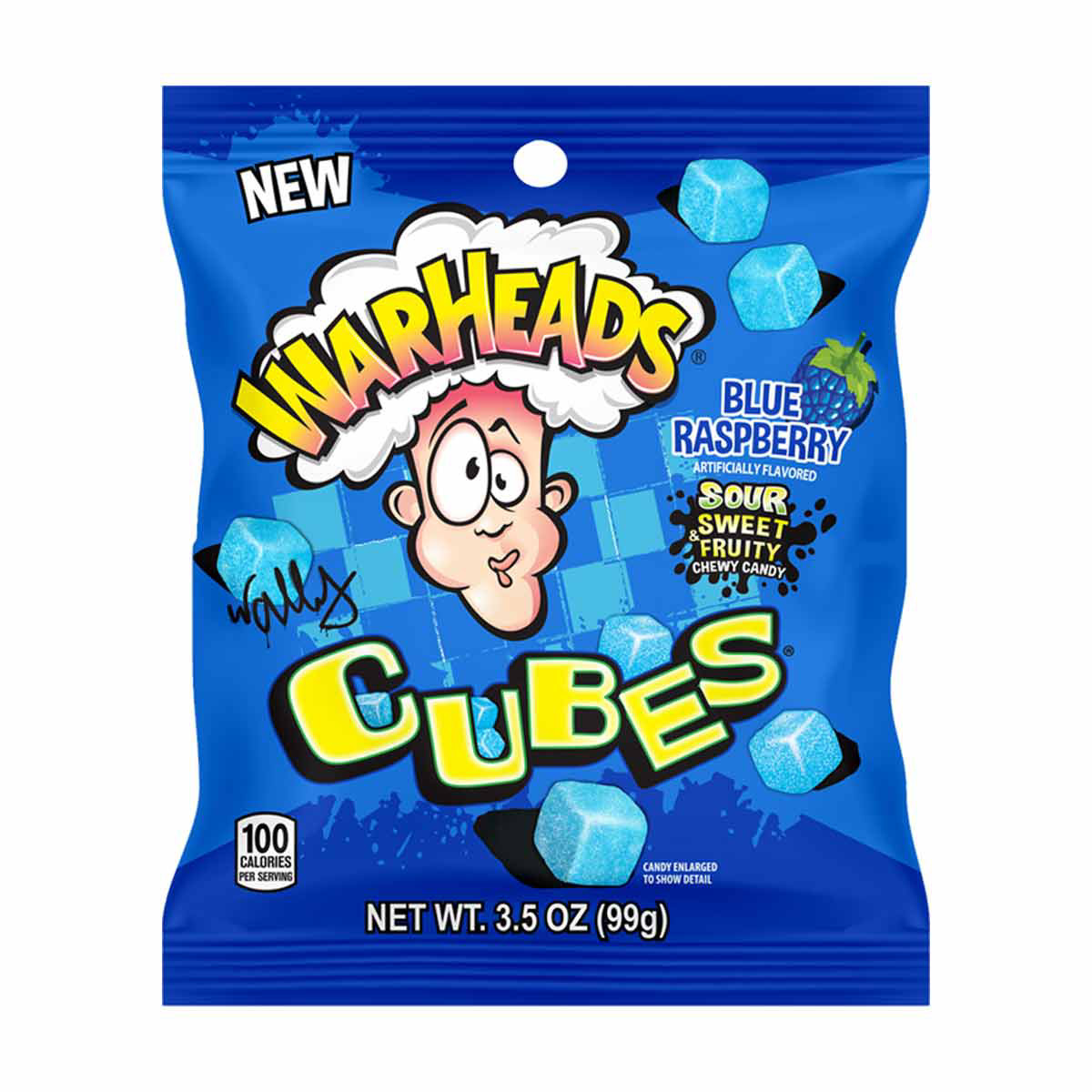 Warheads Blue Raspberry Cubes, 3.5 oz