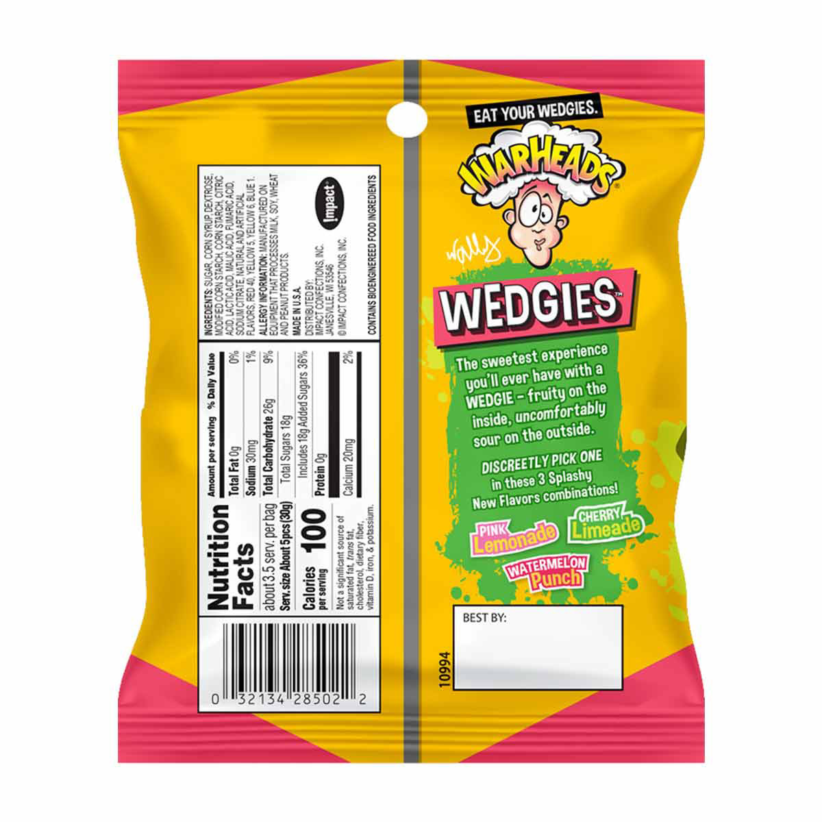 Warheads Uncomfortably Sour Wedgies Chewy Candy, 3.5 oz