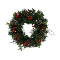 Battery Operated Lighted Pine Wreath, 24 in