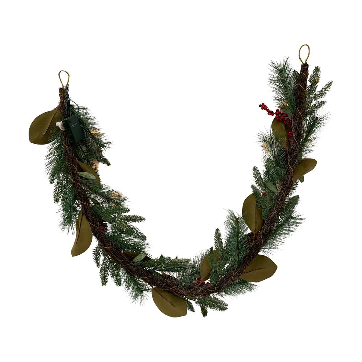 Battery Operated Lighted Flicker Garland, 6 ft
