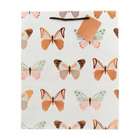 Butterfly Foil Embellished Gift Bag with Tag, Large