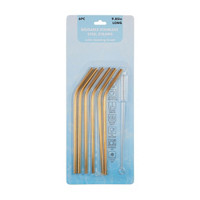 Reusable Bent Straws, Gold, 6 pc