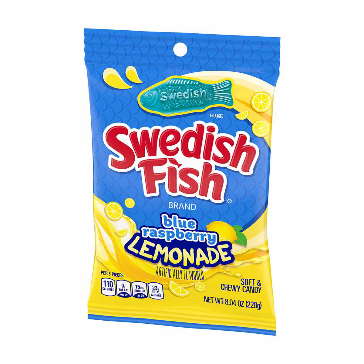 Swedish Fish Blue Raspberry Lemonade Soft & Chewy Candy, 8.04 oz
