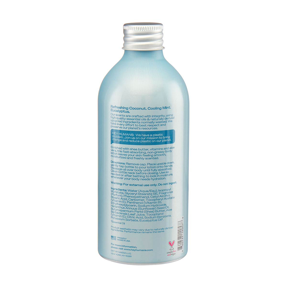 Hey Humans Body Lotion, Coconut Mint