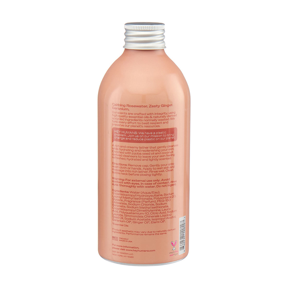 Hey Humans Body Wash, Rosewater Ginger