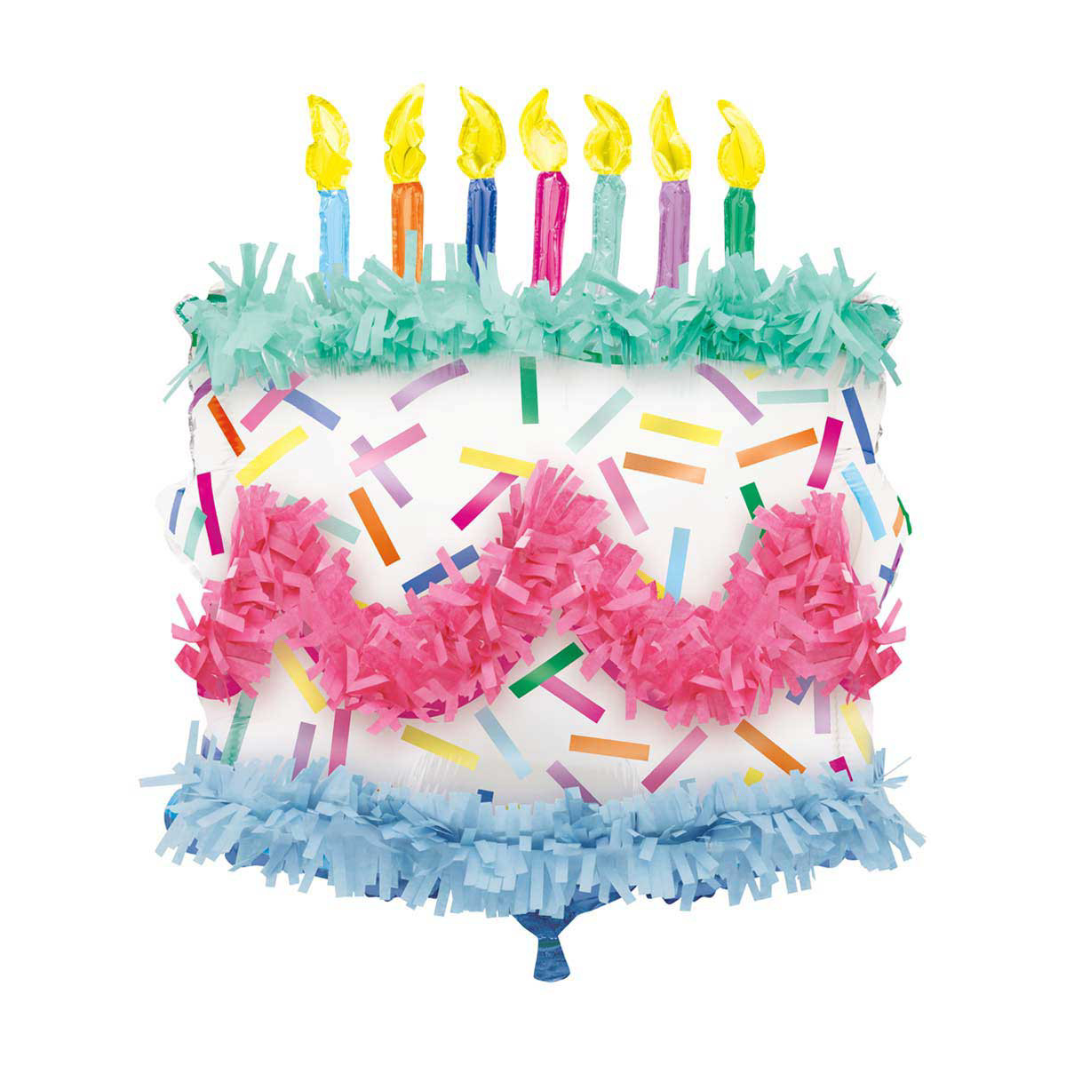 321 Party! Giant Foil Pink Sprinkles Cake Shaped Balloon with Tissue Festoon, 25 in