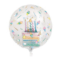 321 Party! Rainbow Birthday Sweets Double Stuffed Sphere Balloon, 18 in