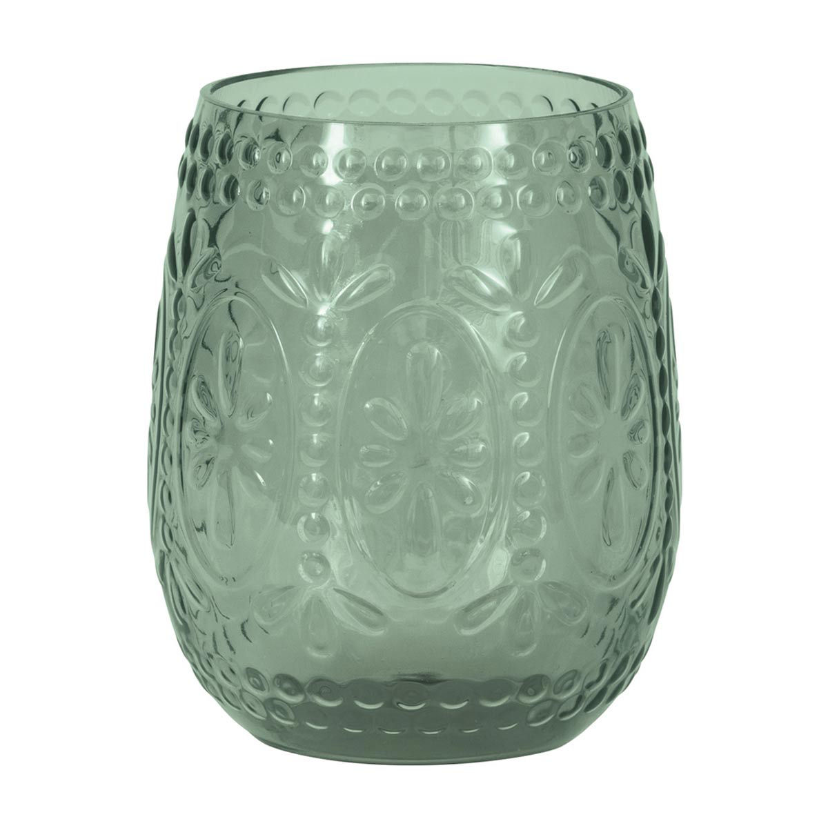 Vintage Stemless Plastic Wine Glass, 12 oz, Sage Green