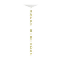 Foil Gold “Happy Birthday” Balloon Tail, 4 ft