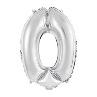Foil Silver Number 0 Balloon, 14 in