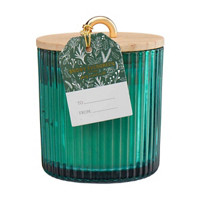 Snowy Evergreen Ribbed Glass Jar Candle, 8 oz