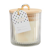 Pine Juniper Frosted Birch Ribbed Glass Jar Candle,