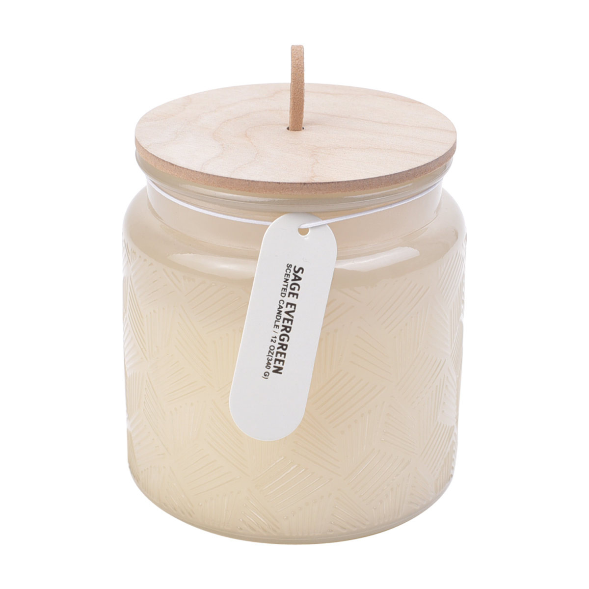 Sage Evergreen Scented Jar Candle with Wooden Lid, 12 oz