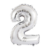 Foil Silver Number 2 Balloon, 14 in