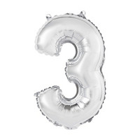 Foil Silver Number 3 Balloon, 14 in