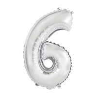 Foil Silver Number 6 Balloon, 14 in