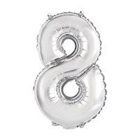 Foil Silver Number 8 Balloon, 14 in