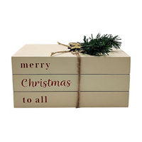 Merry Christmas to All' Wooden Book Stack Decoration