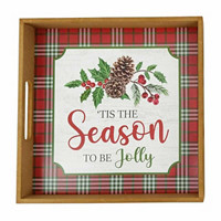 Christmas Wooden Plaid Decorative Tray