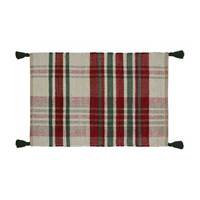 Christmas Plaid Woven Scatter Rug with Tassel, 24 x in 36 in