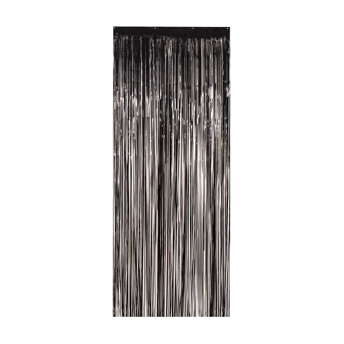 Foil Fringe Door Curtain, Black