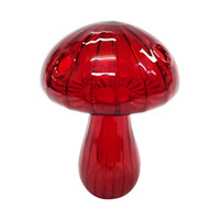 Mushroom Shaped Glass Decor, Red