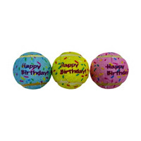 'Happy Birthday' Tennis Ball Dog Toy, 3 ct